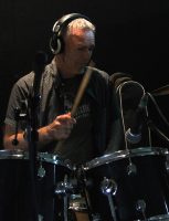 Drumming in the studio.